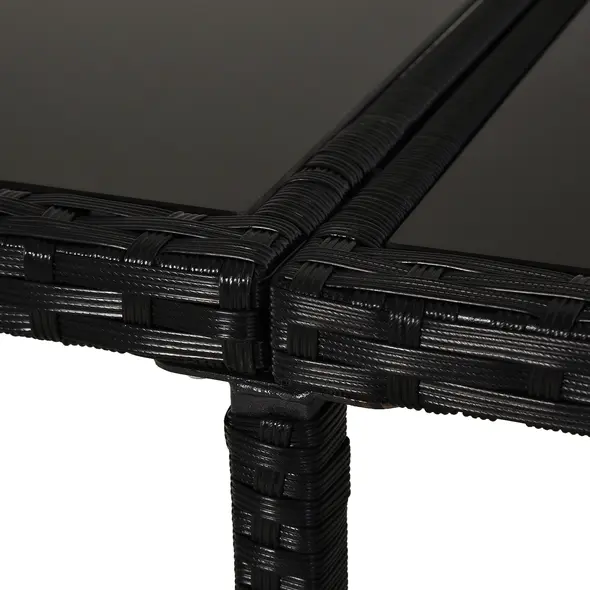 Outsunny Rattan Dining Set Garden Furniture Patio set 11 PC with Cushion Black /Milk White - 8