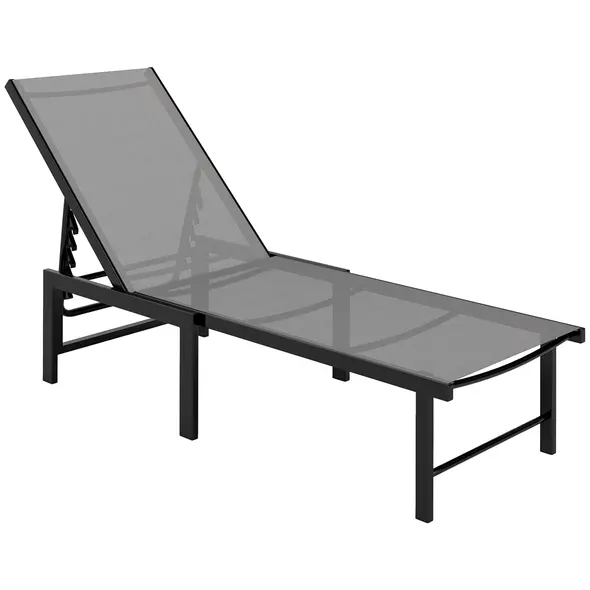 Outsunny Reclining Sun Lounger - Grey - 1