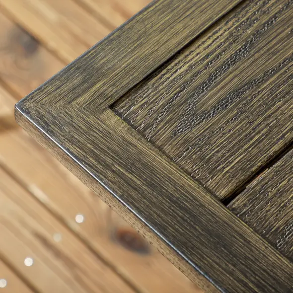 Outsunny Six-Seater Steel Garden Table, with ⌀41mm Parasol Hole - Wood-Effect - 9