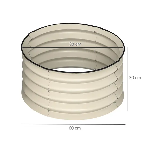 Outsunny Set of 2 Raised Garden Bed, Metal Planter Box with Safety Edging, Easy-to-assemble Stock Tank, Cream White - 3