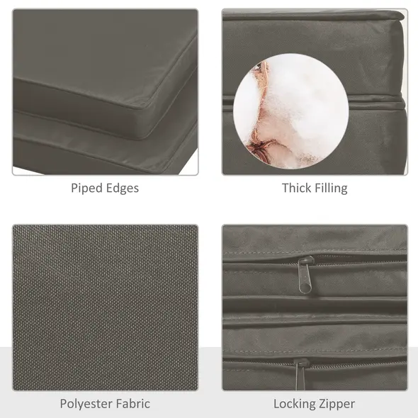 Outsunny Set of 2 Garden Chair Cushions with Ties, 45 x 45 cm Replacement Cushions for Outdoor Furniture, Dark Grey - 4