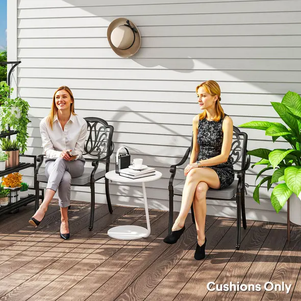 Outsunny Set of Two 45 x 45cm Garden Seat Cushions - Light Grey - 7