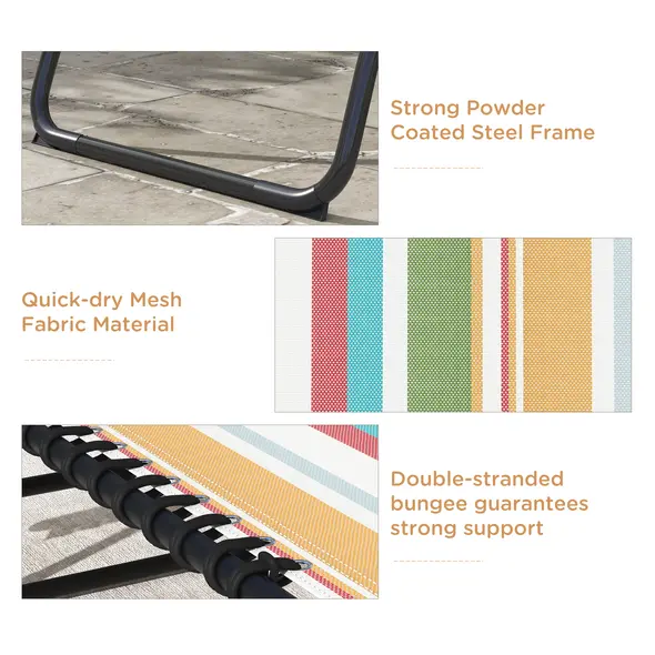 Outsunny Set of Two Folding Sun Loungers, with Four-Position Backs - Multicoloured - 5