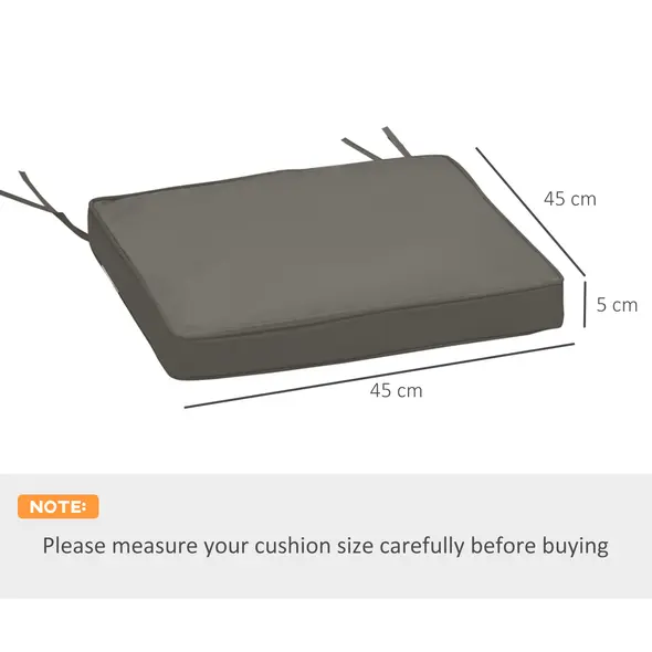 Outsunny Set of 2 Garden Chair Cushions with Ties, 45 x 45 cm Replacement Cushions for Outdoor Furniture, Dark Grey - 3