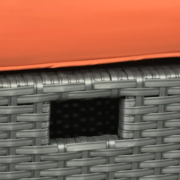 Outsunny Six-piece Outdoor Rattan Dining Set, Outdoor Sofa Set with Reclining Armchairs and Mental Frame, Orange - 9