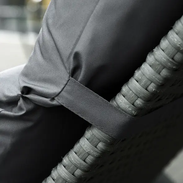 Outsunny Set of 2 Sun Lounger Cushions, Replacement Cushions for Rattan Furniture with Ties, 196 x 55 cm, Cushion ONLY, Dark Grey - 9