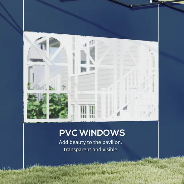 Outsunny Set of Two 3 x 3(m) Gazebo Frame Replacement Walls - Blue - 6