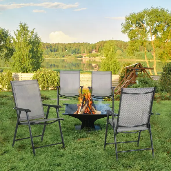 Outsunny Set of Four Folding Garden Chairs - Grey - 2