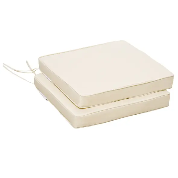 Outsunny Set of 2 Garden Chair Cushions with Ties, 45 x 45 cm Replacement Cushions for Outdoor Furniture, Cream White - 7