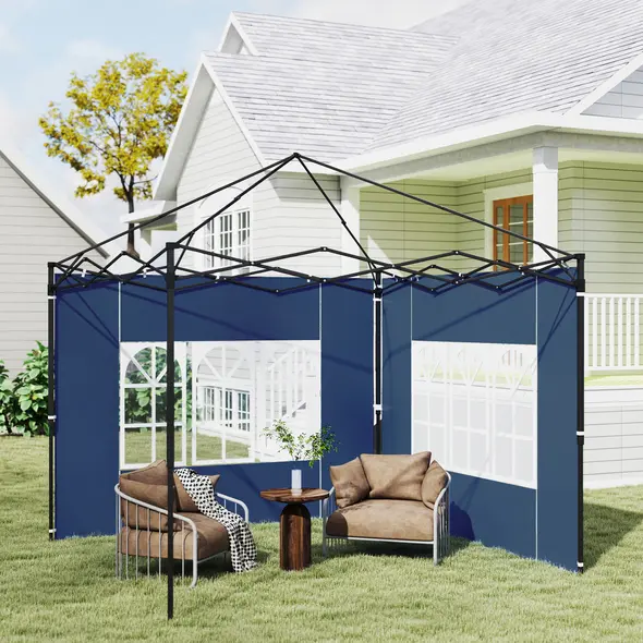 Outsunny Set of Two 3 x 3(m) Gazebo Frame Replacement Walls - Blue - 7