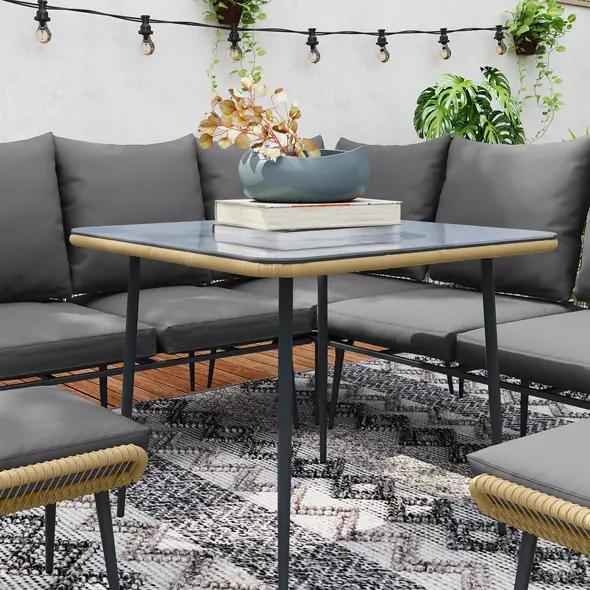 Outsunny Six-Piece Rattan Strong Garden Sofa Set - Brown/Grey - 8