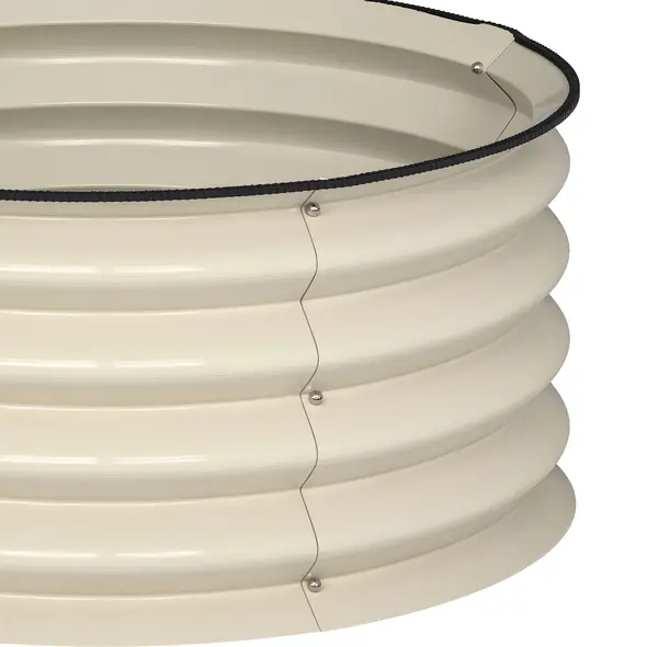 Outsunny Set of 2 Raised Garden Bed, Metal Planter Box with Safety Edging, Easy-to-assemble Stock Tank, Cream White - 9