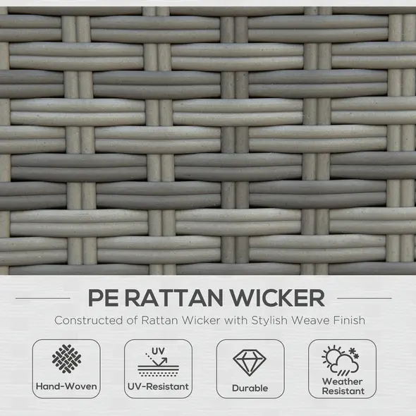 Outsunny Seven-Piece Rattan Garden Sofa Set, with Expanding Table - Grey - 7