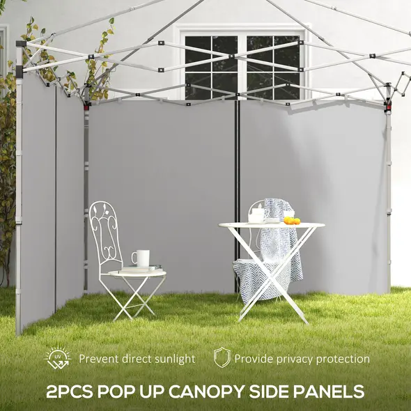Outsunny Set of Two 3 x 3(m) Replacement Zipped Gazebo Walls - Grey - 4
