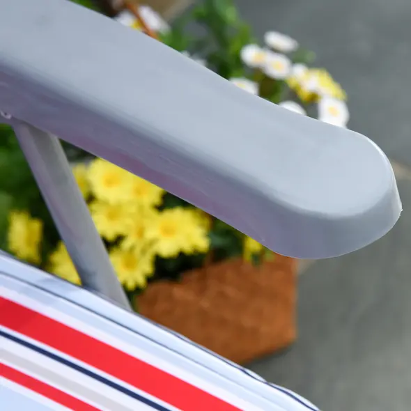 Outsunny Set of 2 Garden Sun Lounger Outdoor Reclining Seat Cushioned Seat Foldable Adjustable Recliner Red and White - 8