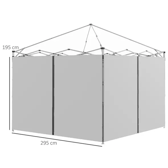 Outsunny Set of Two 3 x 3(m) Replacement Zipped Gazebo Walls - Grey - 3