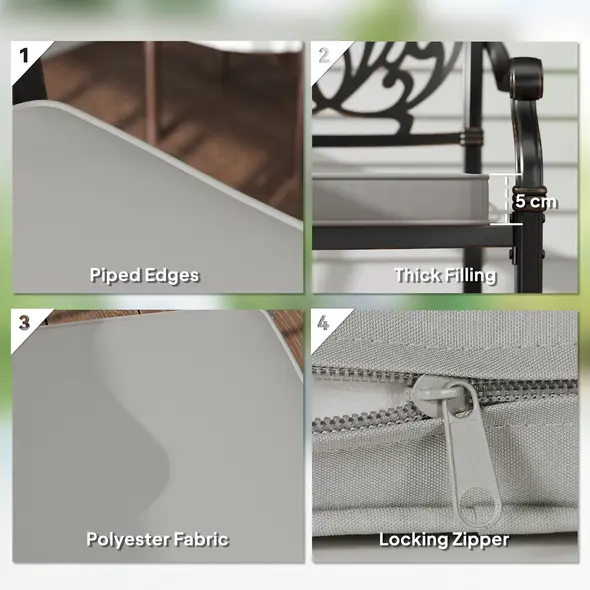 Outsunny Set of Two 45 x 45cm Garden Seat Cushions - Light Grey - 4