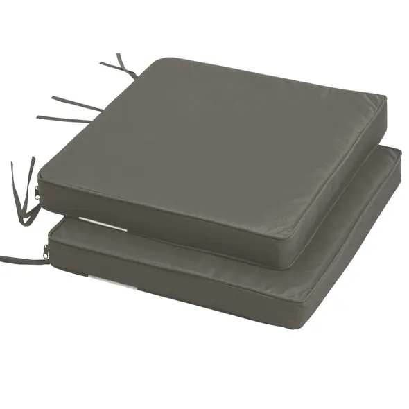 Outsunny Set of 2 Garden Chair Cushions with Ties, 45 x 45 cm Replacement Cushions for Outdoor Furniture, Dark Grey - 7