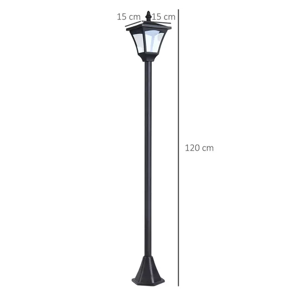 Outsunny Set of 2 Outdoor Garden Solar Post Lamp Sensor Dimmable LED Lantern Bollard IP44 Energy-saving 1.2M Tall, Black - 3