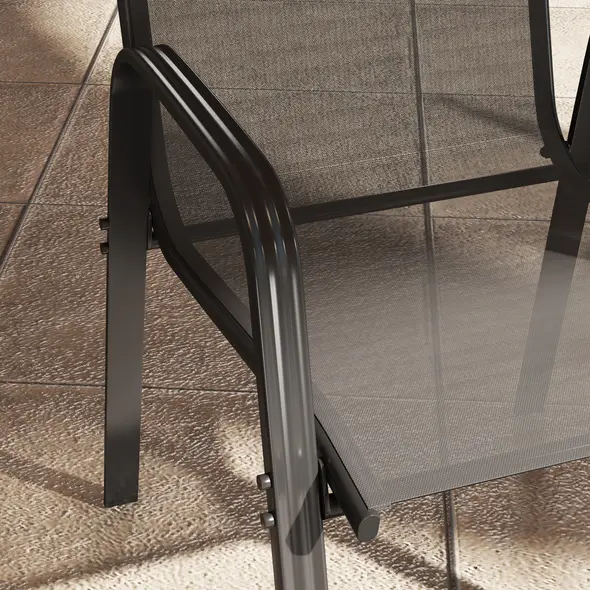 Outsunny Set of Four Stackable Mesh Seat Chairs - Black - 9