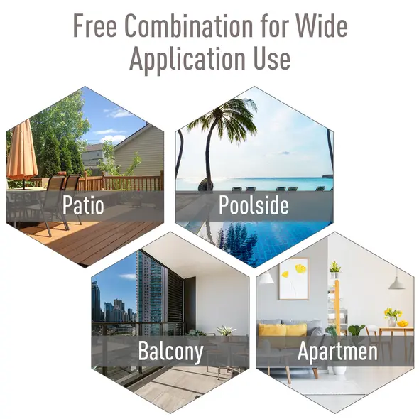 Outsunny Set of Six Folding Garden Chairs - Grey - 6