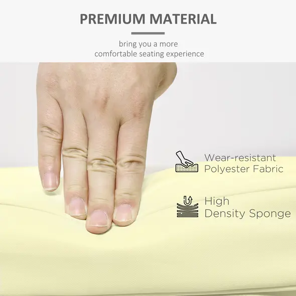 Outsunny Set of 2 Garden Seat and Back Cushion Set, Replacement Cushions for Outdoor Furniture with Seat Cushion and Back Cushion, Cream White - 5