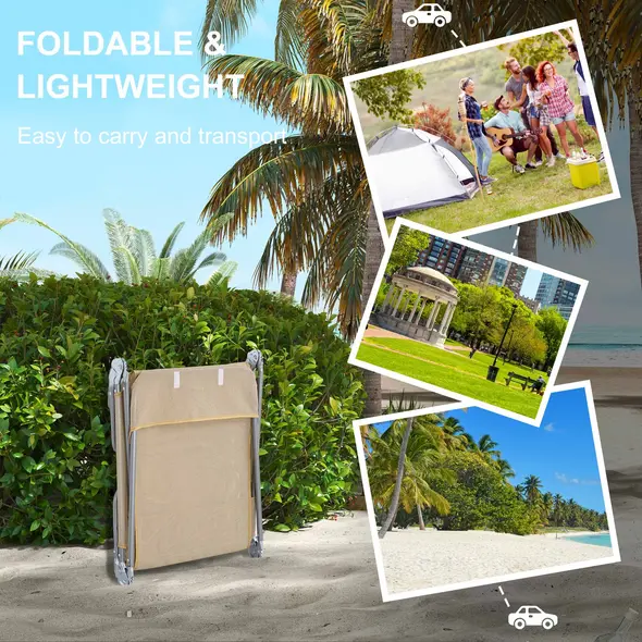 Outsunny Set of Two Steel Frame Sun Loungers, with Reclining Backs - Brown - 6