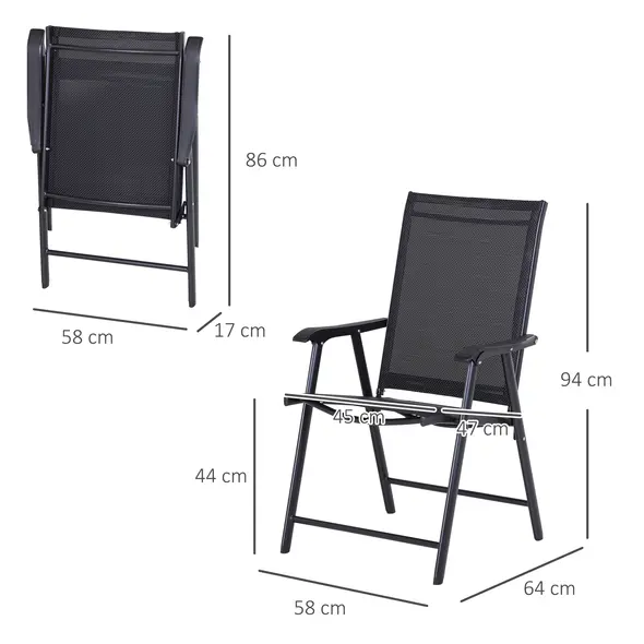 Outsunny Set of Six Folding Garden Chairs - Black - 3