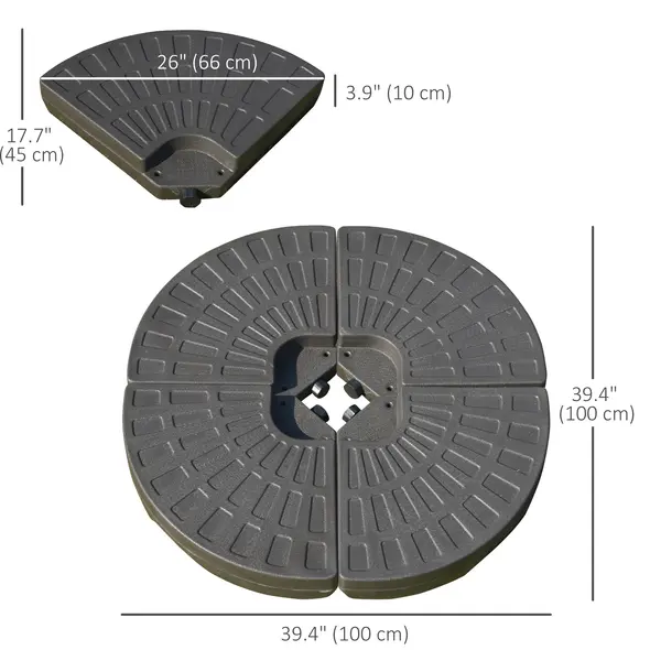 Outsunny Set of 4 Fillable Parasol Weights - 100kg - 3