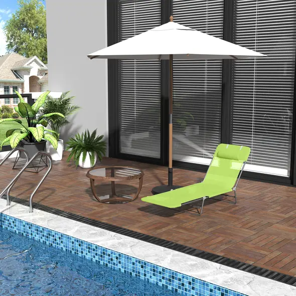 Outsunny Single Folding Sun Lounger - Green - 2