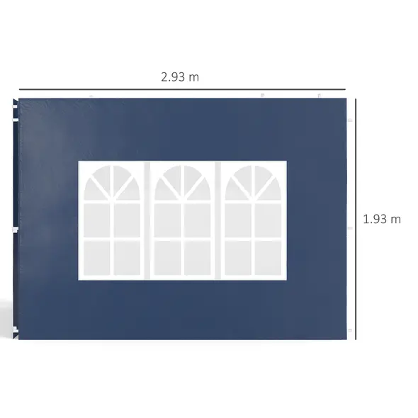 Outsunny Set of Two 3 x 3(m) Gazebo Frame Replacement Walls - Blue - 3