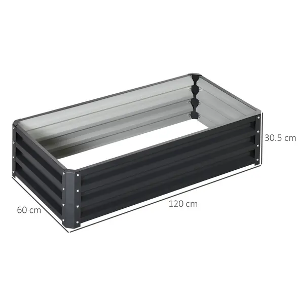 Outsunny Set of 2 Raised Beds for Garden, Galvanised Outdoor Planters for Herbs Vegetables, Use for Patio Balcony, Grey - 3