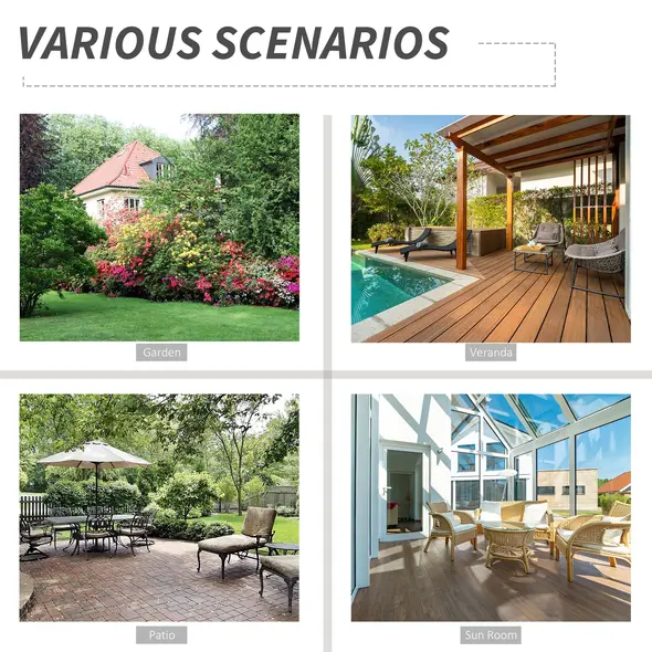 Outsunny Set of Four Folding Rattan Seat Chairs - Brown - 7