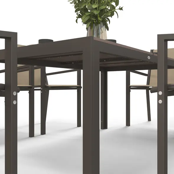 Outsunny Seven-Piece Garden Dining Set, with Plastic Wood-Top Table - Brown - 8