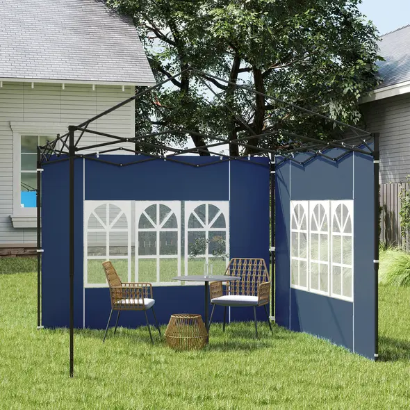 Outsunny Set of Two 3 x 3(m) Gazebo Frame Replacement Walls - Blue - 9