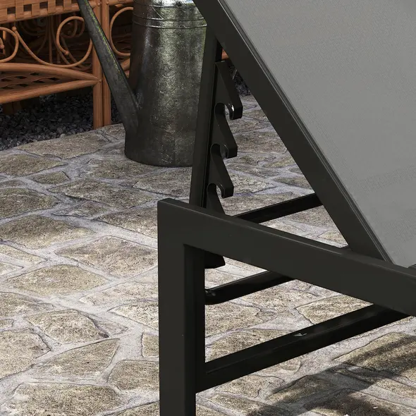 Outsunny Set of Two Reclining Sun Loungers - Grey - 9