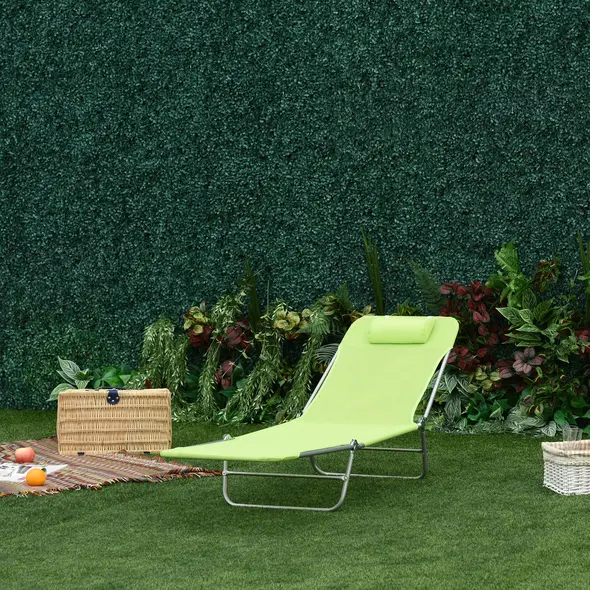 Outsunny Single Folding Sun Lounger - Green - 7