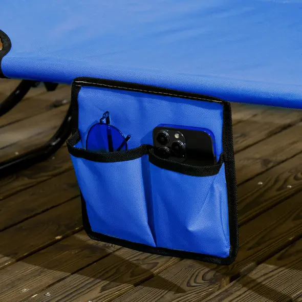 Outsunny Set of Two Folding Sun Loungers, with Adjustable Backs and Sun Canopies - Blue - 7
