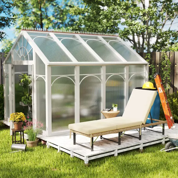 Outsunny Single Folding Rattan Sun Lounger, with Cushion - Grey - 8