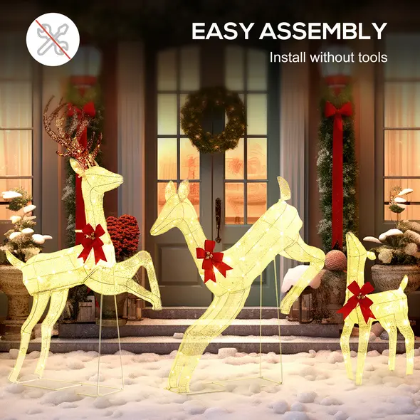 Outsunny Three-Piece LED Light Reindeer Christmas Decoration - 5