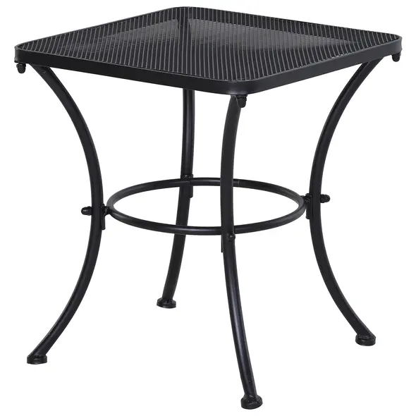 Outsunny Square Garden Metal Bistro Table Outdoor Patio Coffee Side Desk - Black 45L X 45W X 50H CM - 1