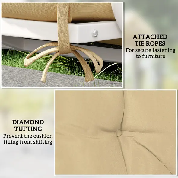 Outsunny Two-Seater Bench Cushion - Khaki - 6