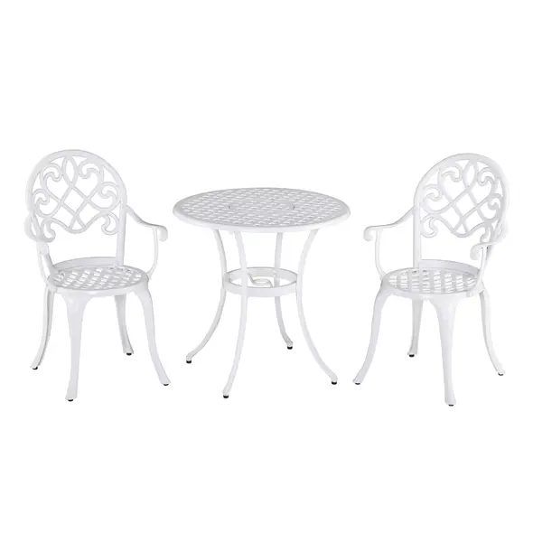 Outsunny Three-Piece Elegant Aluminium Garden Set - White - 1
