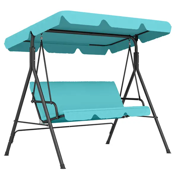 Outsunny Three-Seater Garden Swing Chair, with Adjustable Canopy - Blue - 1