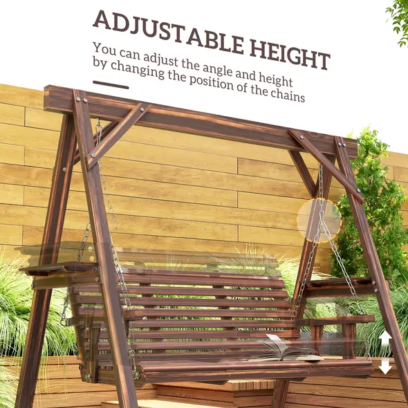 Outsunny Three-Seater Wooden Swing Bench - 6