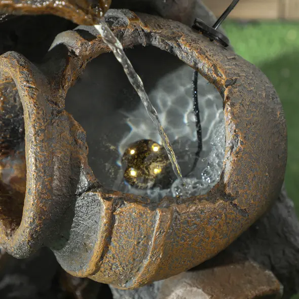 Outsunny Solar Powered Garden Water Feature with LED Lights and Pump, 4 Tier Cascading Water Fountain for Indoor/Outdoor, Jars Waterfall Ornament, 72cm Height - 9