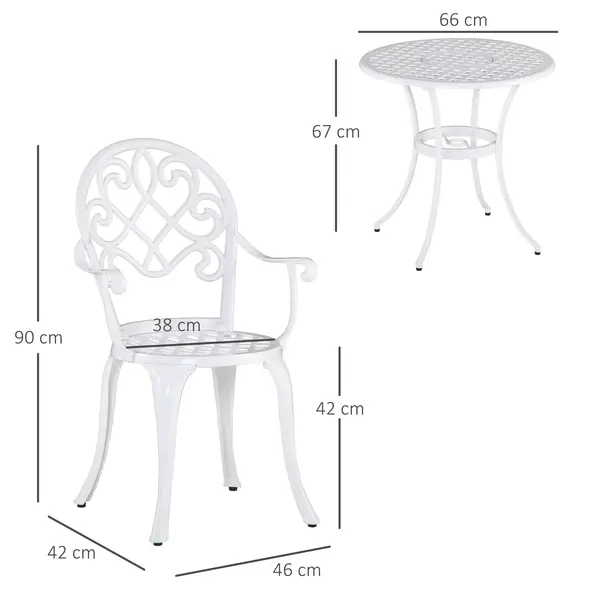 Outsunny Three-Piece Elegant Aluminium Garden Set - White - 3