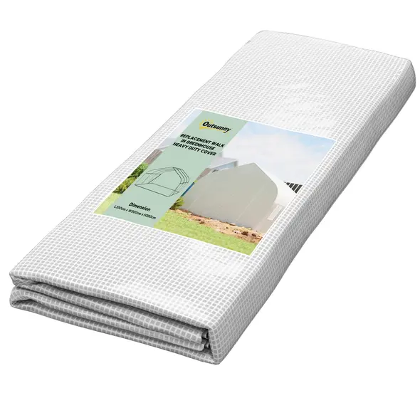 Outsunny Walk-In Tunnel Greenhouse with Replacement Cover, Outdoor Growhouse with PE Cover, Roll Up Door and 6 Windows, 4.5 x 3 x 2 m, White - 1