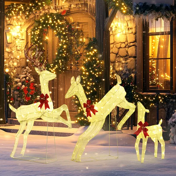 Outsunny Three-Piece LED Light Reindeer Christmas Decoration - 2