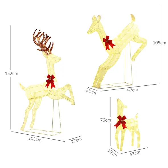Outsunny Three-Piece LED Light Reindeer Christmas Decoration - 3